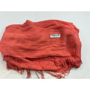 100% Pashmina Shawl Coral Pink Fringe